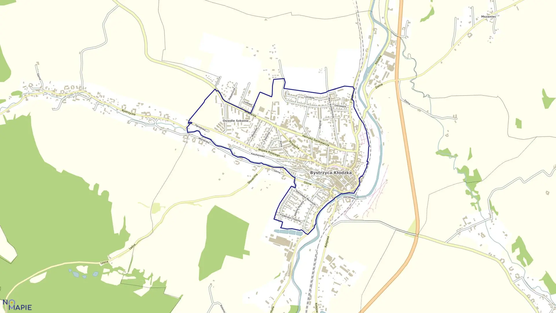 Mapa obrębu Centrum w gminie Bystrzyca Kłodzka