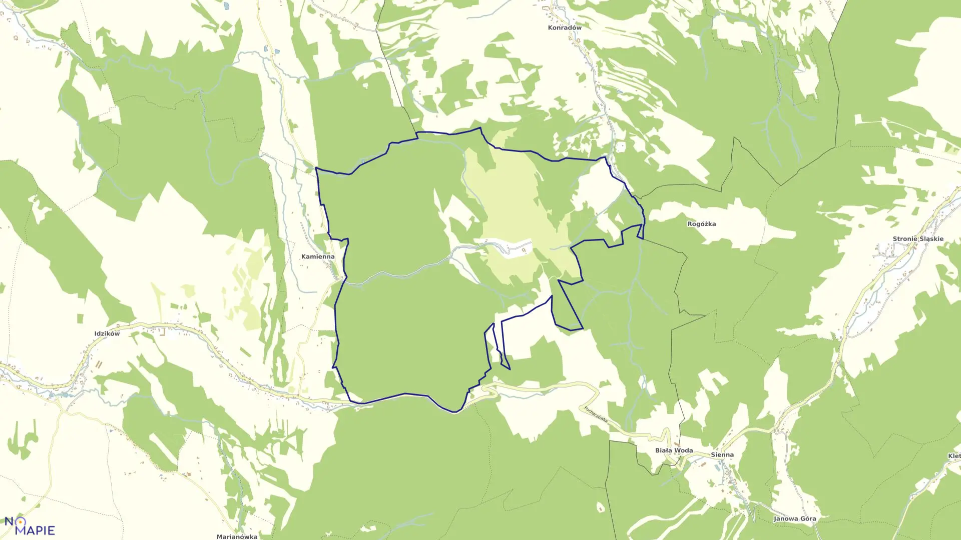 Mapa obrębu Marcinków w gminie Bystrzyca Kłodzka