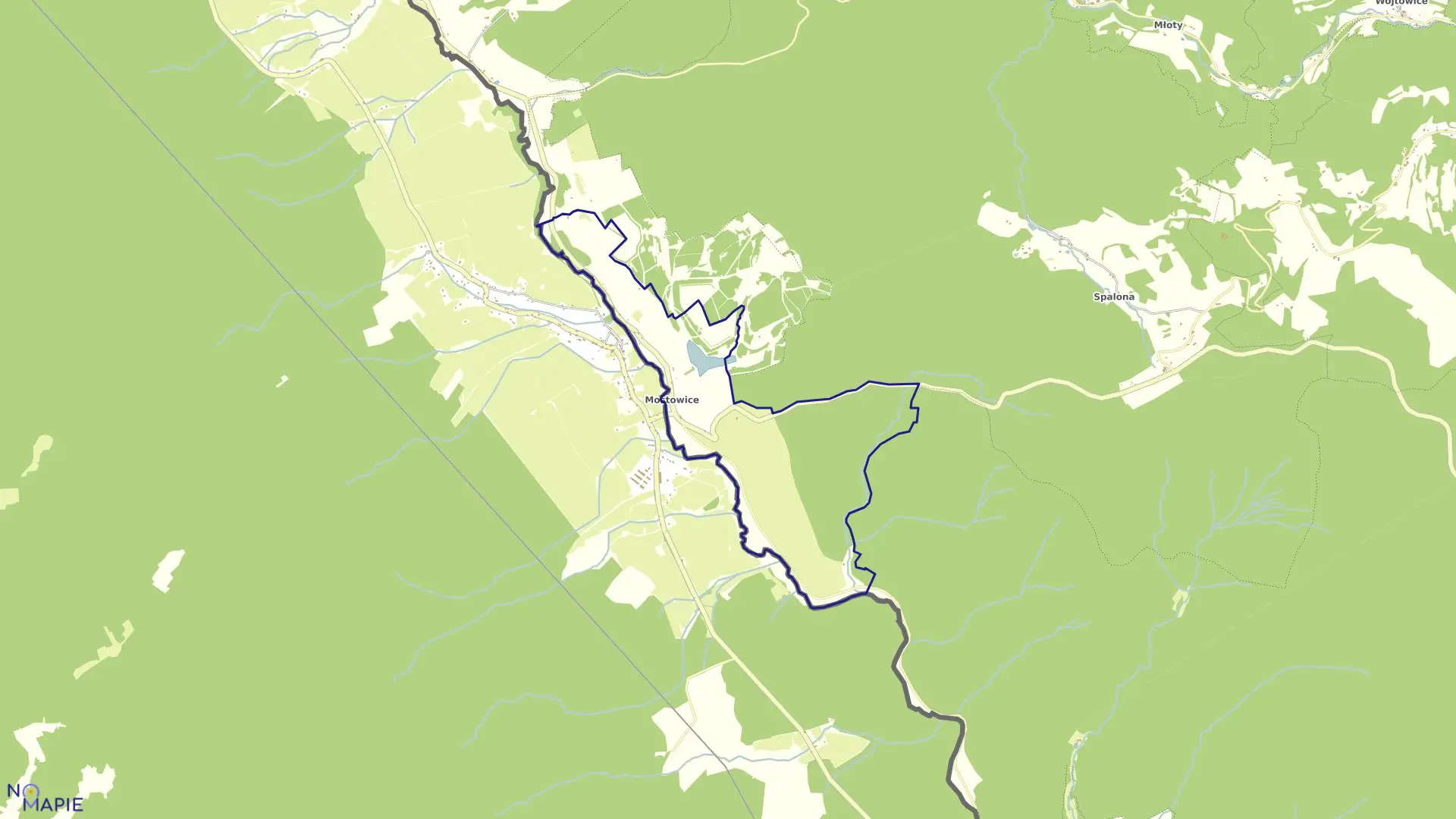 Mapa obrębu Mostowice w gminie Bystrzyca Kłodzka