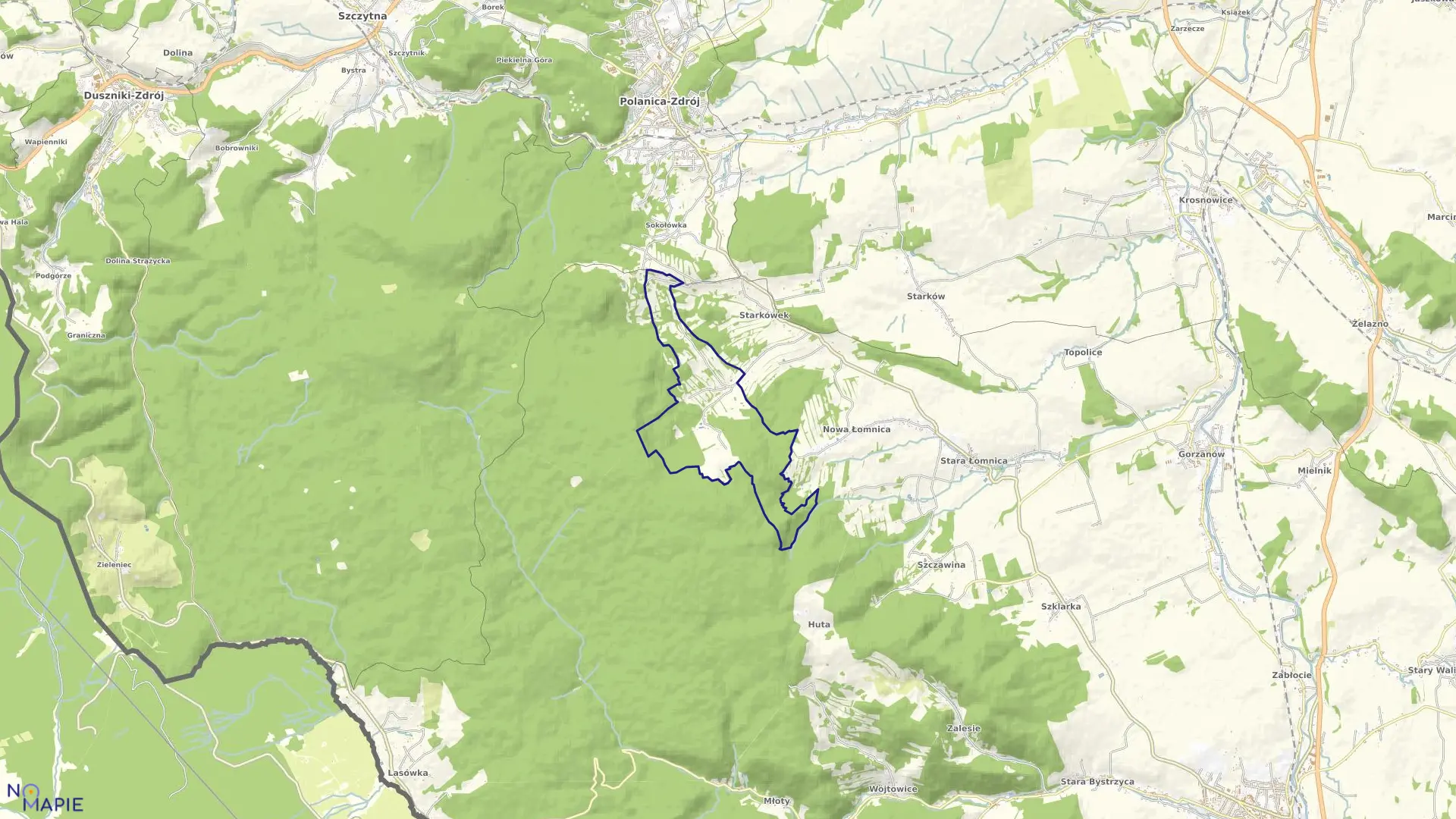 Mapa obrębu Paszków w gminie Bystrzyca Kłodzka