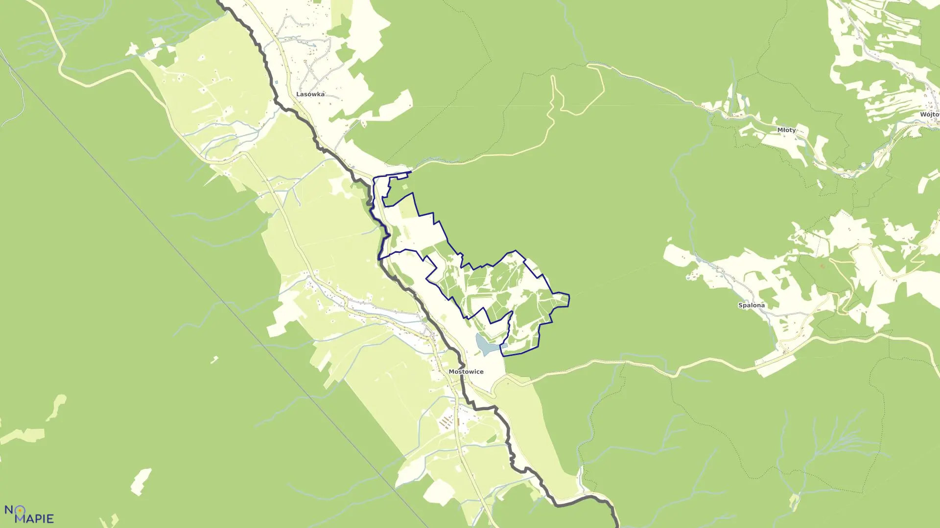 Mapa obrębu Piaskowice w gminie Bystrzyca Kłodzka