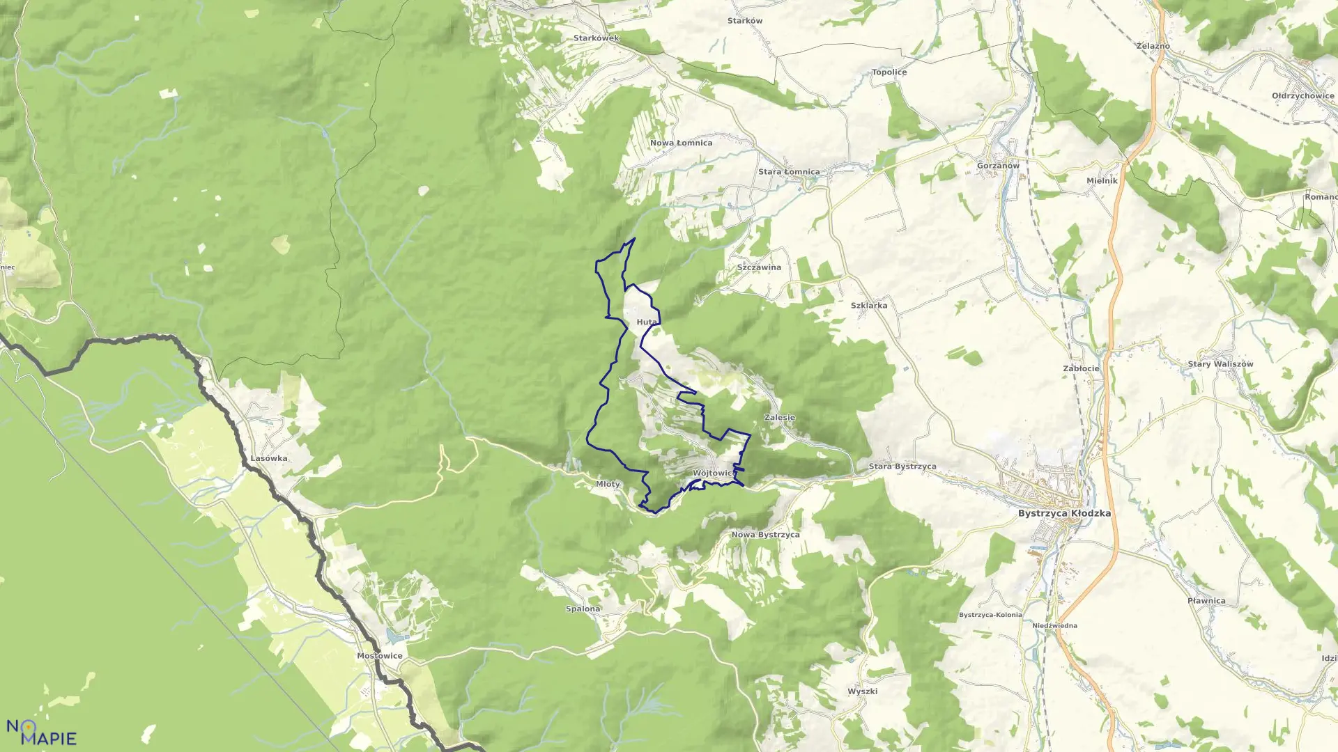 Mapa obrębu Wójtowice Huta w gminie Bystrzyca Kłodzka